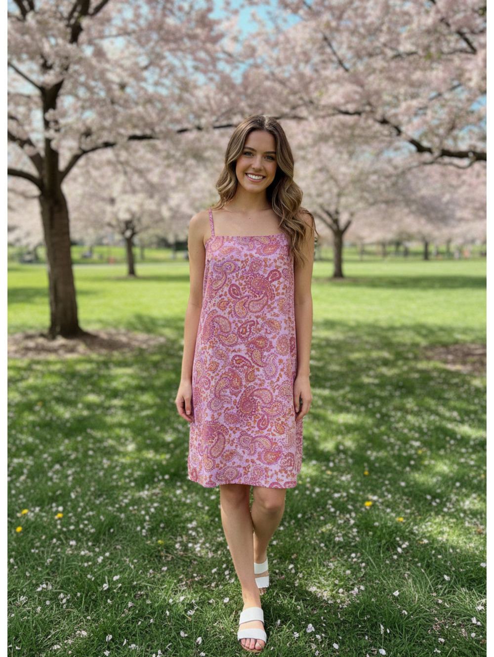 Lauren Ralph Lauren Pink Paisley Print Sleeveless Dress Size 10 Preppy Classic